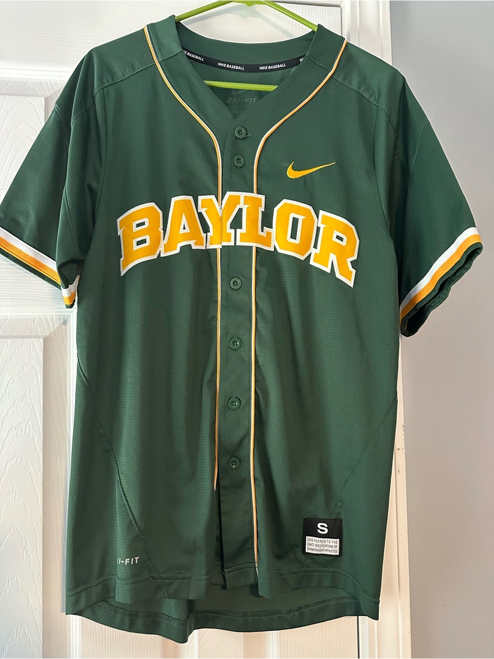 Nike Green & Gold Baylor Men’s Small Baseball Jersey